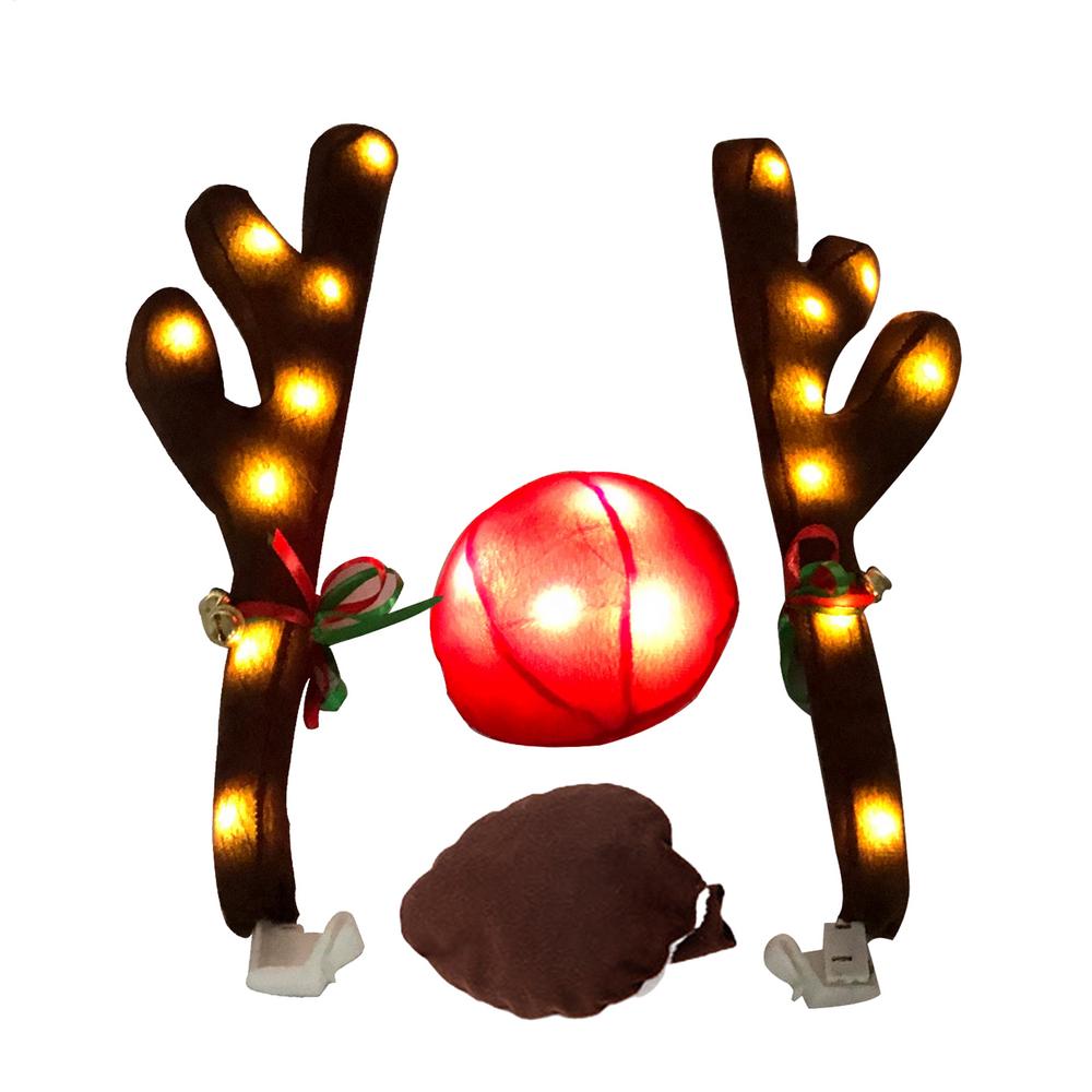 

Рога Нос Рог Светодиодная Автомобильная Декорация Набор Костюма Оленя Украшения для Грузовика Рождественские Праздничные Подарки Рождественский Пятнистый Олень A