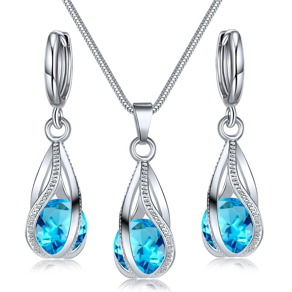 Set di gioielli con orecchini pendenti con collana e goccia di cristallo per le donne, matrimonio, matrimonio, regalo di Halloween