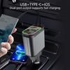 4 in 1 Car Charging Adapter Retractable Phone Fast Car Chargers with Type-C Cord USB & USB C Port Ambient Light