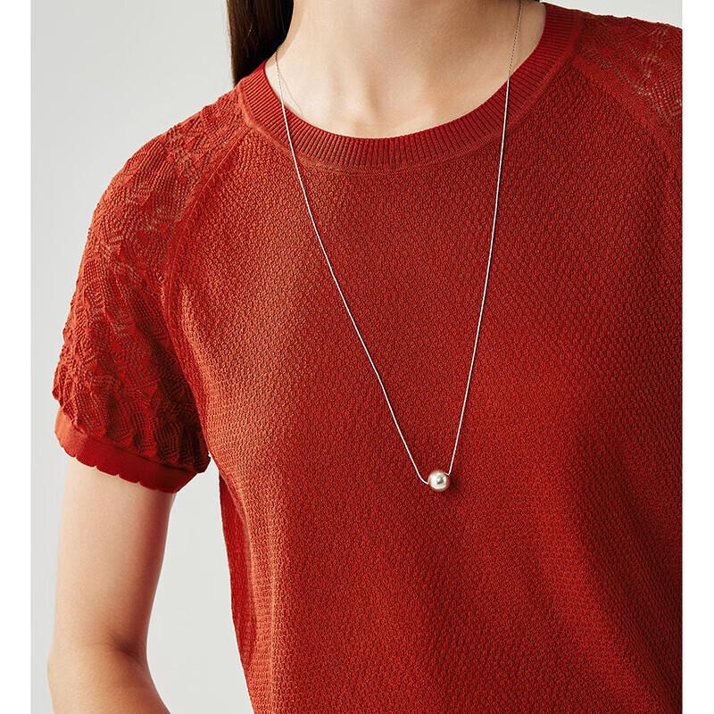 Zhaojun Women's Mulberry Silk Blend Short Sleeve Knit Top