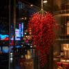Artificial Red Teardrop Hanging Ornaments for Christmas and New Year, Door Wall Window Holiday Decoration