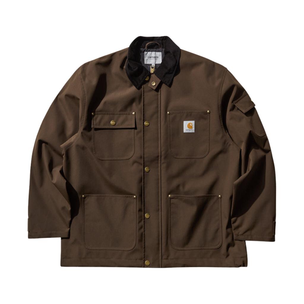 Carhartt WIP FW24 Clapton Jacket Square Label Hidden Two-Way Zipper Long Sleeve Jacket Unisex Jacket Brown I034424-2ND-XX