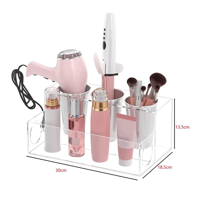 Hair Tool Organizer Acrylic Countertop Hair Dryer And Styling Holder Makeup Toiletries Vanity Storage Stand With Cups A Durable