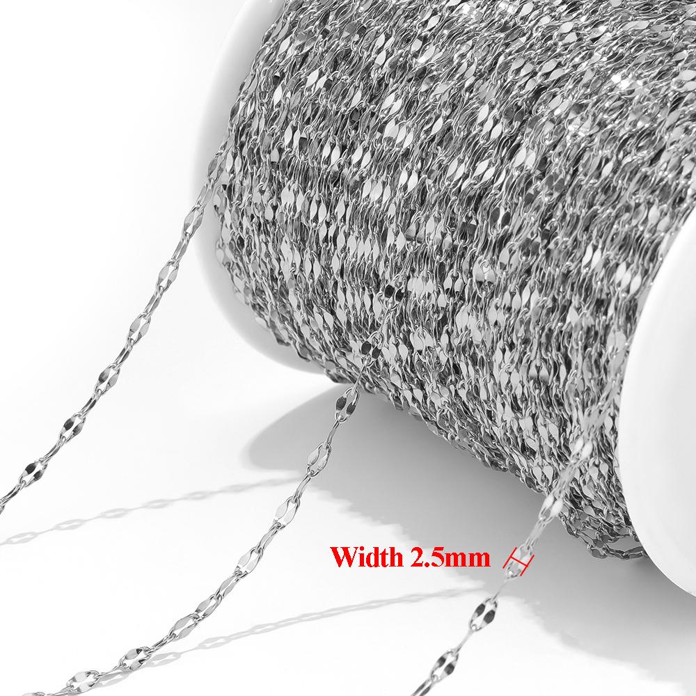 2 Meters Stainless Steel Gold Flat Oval Filled Cable Chains for DIY Necklace Making Jewelry Making Findings Bracelet Supplies