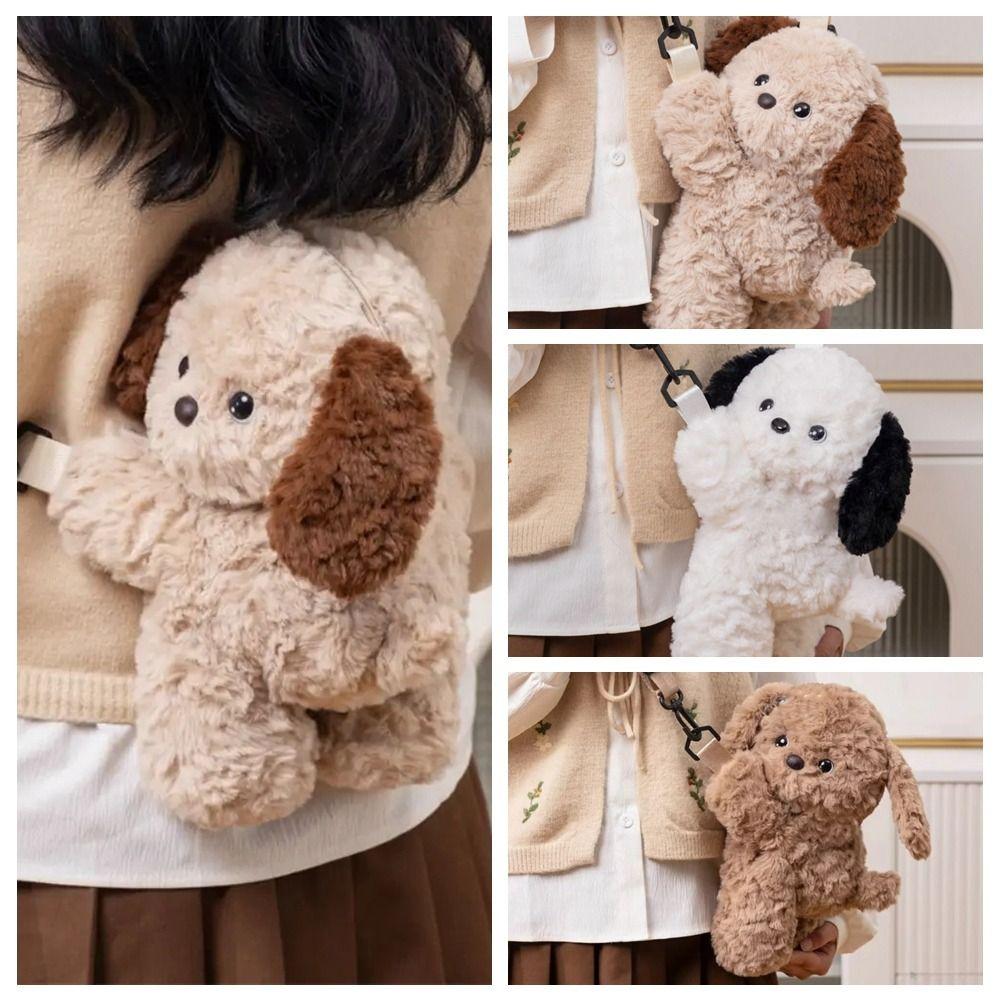 Doll Dog Crossbody Bag Puppy Animal Backpack Fashion Plush Shoulder Bag  Girl