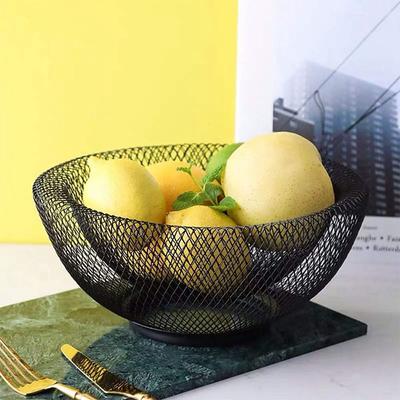 Black/Gold Iron Art Fruit Basket Hollow Fruit Vegetable Basket Mesh Fruit Snacks Basket  Picnic