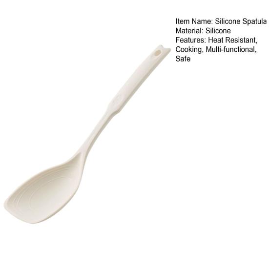 Multifunctionele kookspatel/lepel voor antiaanbakpannen, hittebestendig keukengerei met diepe kom en maatstreep voor mengen en serveren.