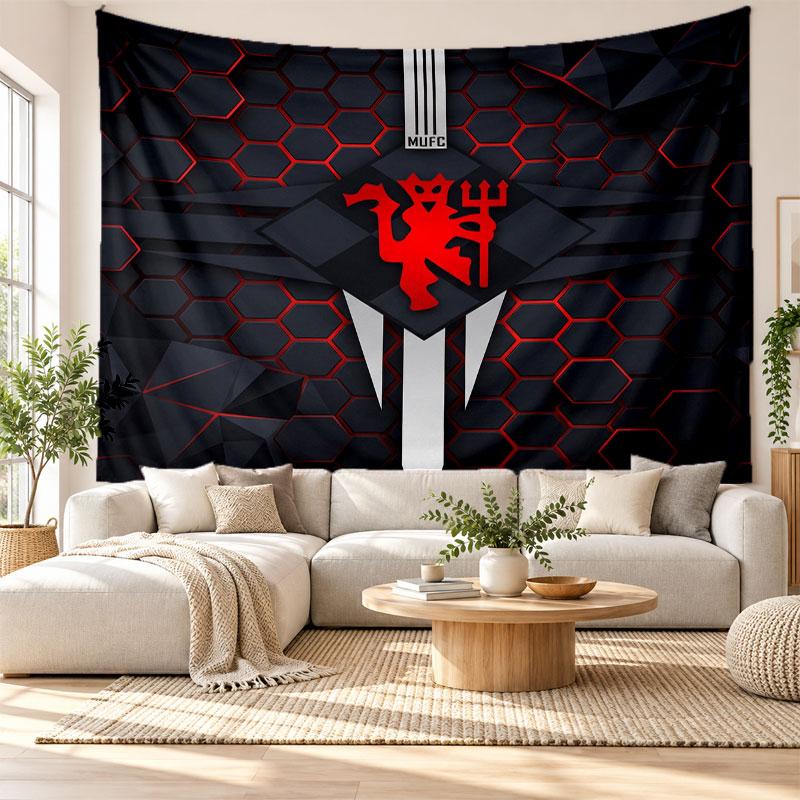 Manchester United FC Wall Tapestry, Soft Fabric Wall Hanging, Decorative Backdrop For Bedroom Home Wall Art