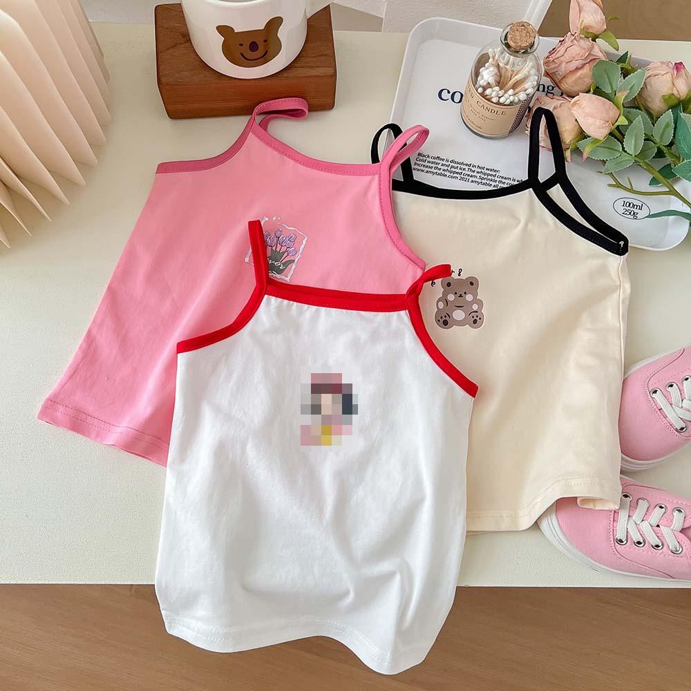 Summer Girls Cotton Cartoon Camisole Thin Breathable Sleeveless Vest Kids Underwear Top