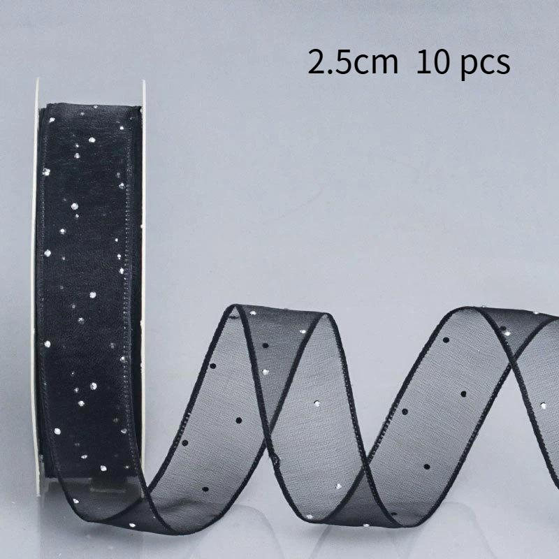 10Pcs Hotfix Crystal Organza Ribbon Trim 2.5Cm/4.0Cm 10 Yards For Handmade Bows Hair Clips Garments And Gift Boxes