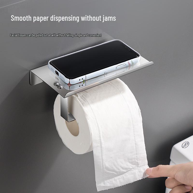 Stainless Steel Punch-Free Toilet Paper Holder for Home or Hotel Bathrooms