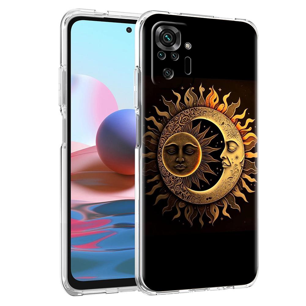 Moon Sun Transparent Phone Case for Redmi 13C 12C 10C Note 13 12 11 11T K40 Gaming Plus Pro 4G 5G Soft Cover Shell Fundas Capas