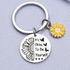 Sunflower Pendant Metal Stainless Steel Keychain For Parents Teachers Handmade Jewelry Gift Key Decoration