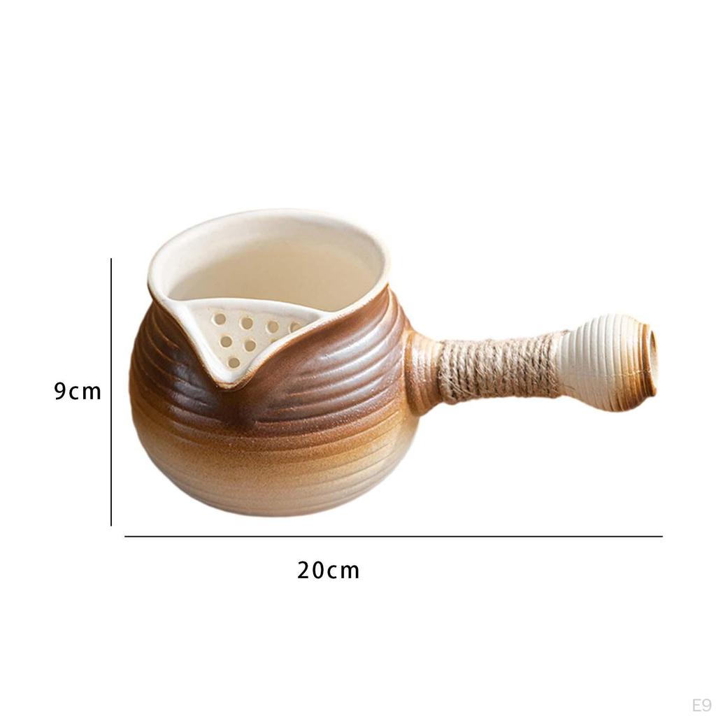 Ceramic Teapot Porcelain Tea Pot Maker Kettle with Rope Wrapped Handle for Household
