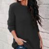 Casual Women Autumn Winter O Neck Long Sleeve Plushy Knitted Pullover Sweater