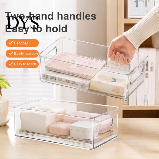 Dustproof Stationery Container Desktop Storage Box, Clear PET Drawers Organizer, Stackable Space Transparent Desk Organizer Saving Case, for