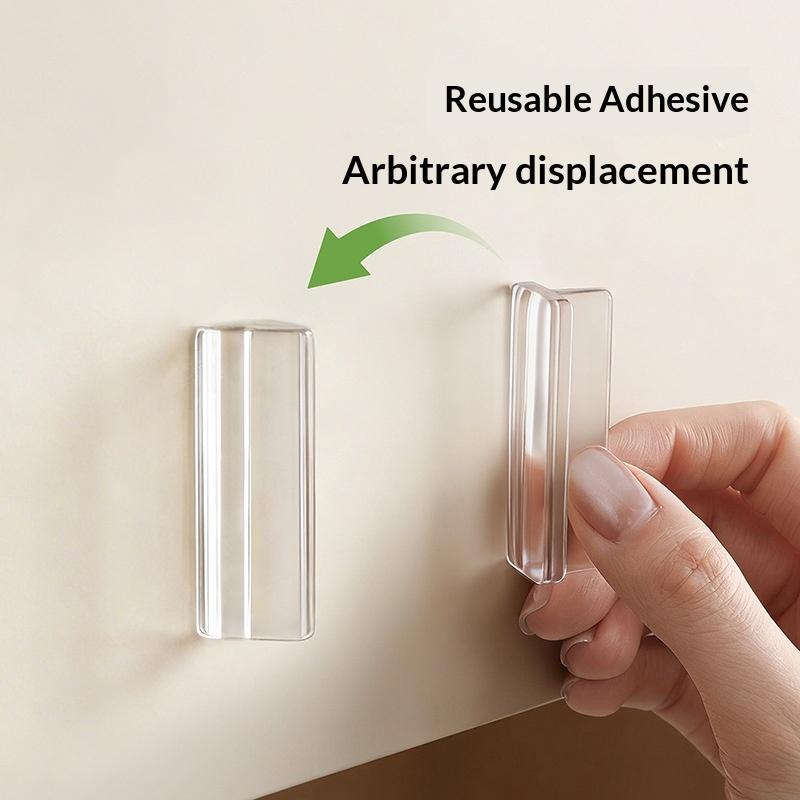 4Pcs Transparent Plastic Soft Pu Door Handle Kitchen Cabinet Glass Sliding Door Drawer Handle Self-Adhesive Sliding Door Handle