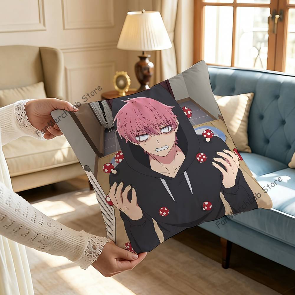 TTamon  Anime Fukuhara Pillow Covers Cartoon Sofa Decorative Home Doublesided Printing Short Plush Cute Cushion Cover