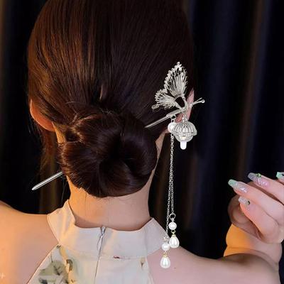 Luminous Metal Hairpin For Women Exquisite Butterfly Tassel Hair Stick Trendy LED Light Hair Clip Jewelry Hair Accessories