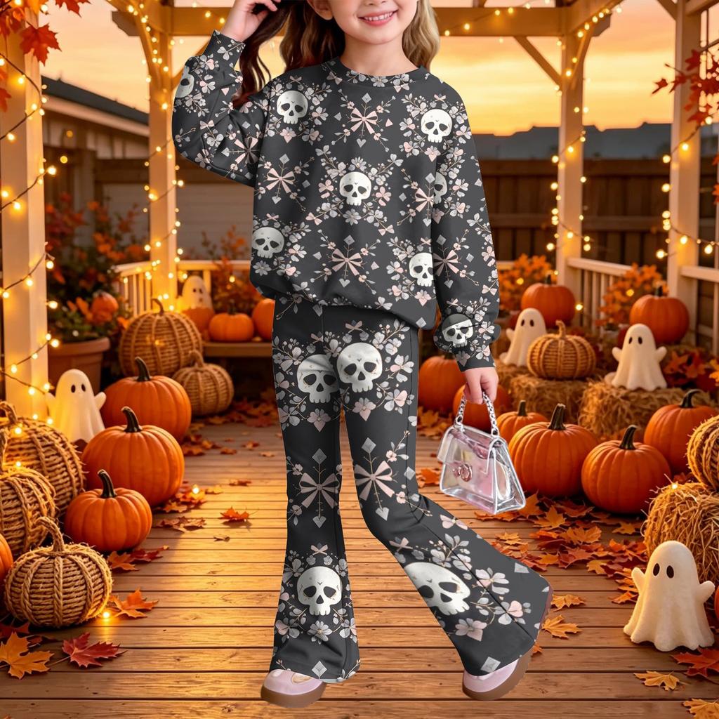 Kids Casual Long Sleeve Top and Pants 2-Piece Outfit Set for Boys Girls Everyday Wear
