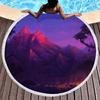 Purple Dreamy Scenery Print Round Beach Towel,Polyester Sand Resistant Beach Blanket,Absorbent Quick Dry Pool Towel Picnic Mat