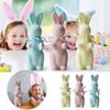 Flocked Easter Figurines With Bowtie Easter Holiday Spring Decor Rabbit Figurines Garden For Indoor Table Home Driving Ornament