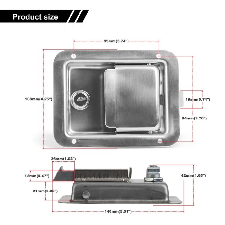 Toolbox Lock Stainless Steel Door Trailer Latches Handle Welds Screw Paddles Key