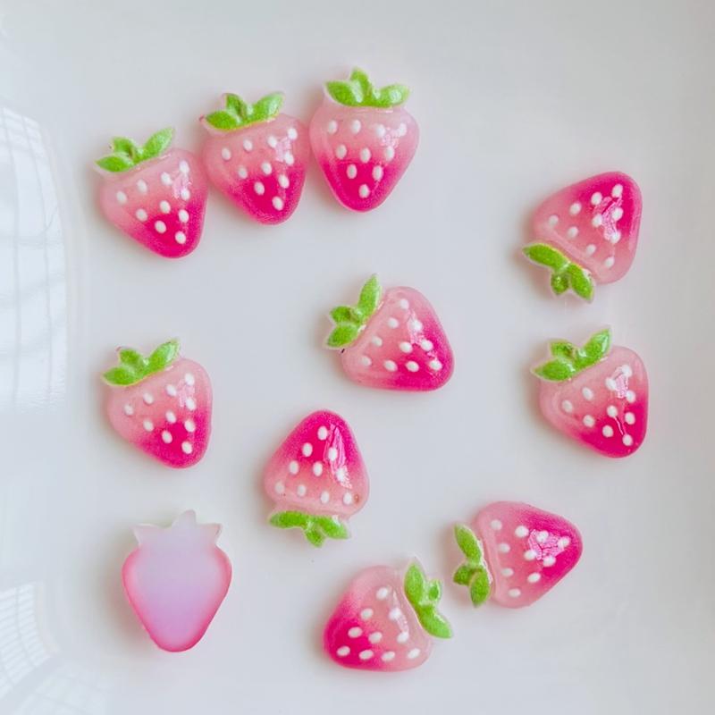 50 Pcs New Cute Cartoon Bright Faced Fruit Strawberry Resin Flat Back Scrapbook Diy Jewelry Manicure Decor Crafts A92