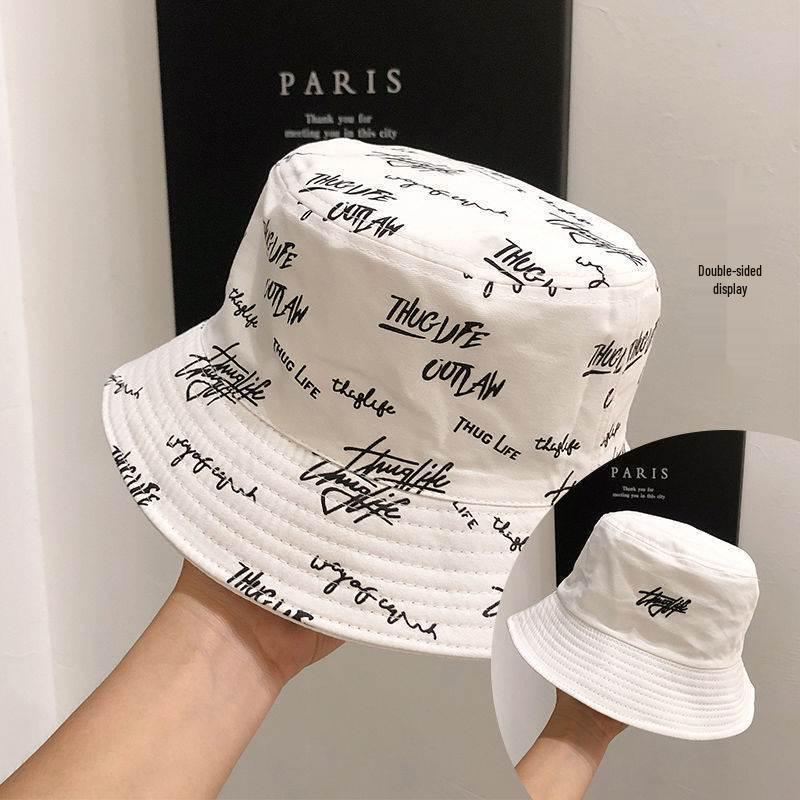 

Панама в стиле граффити в корейском стиле - Двусторонняя шляпа от солнца для мужчин и женщин, Универсальная для весны/лета. M (56-58cm)