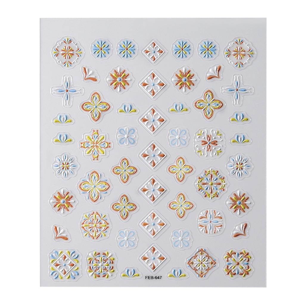 3D Flowers Manicure Stickers Self Adhesive Embossed Nail Decals for Women Manicure Decoration
