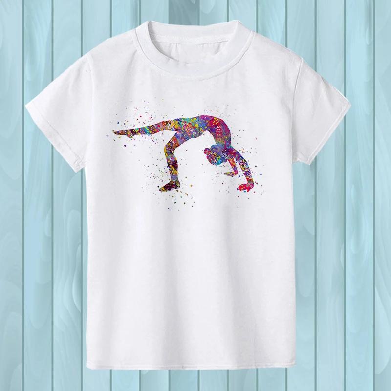 Maglietta da donna con stampa ginnasta e arcobaleno, motivo: ginnastica artistica, maglietta estiva per bambine, maglietta da streetwear hipster