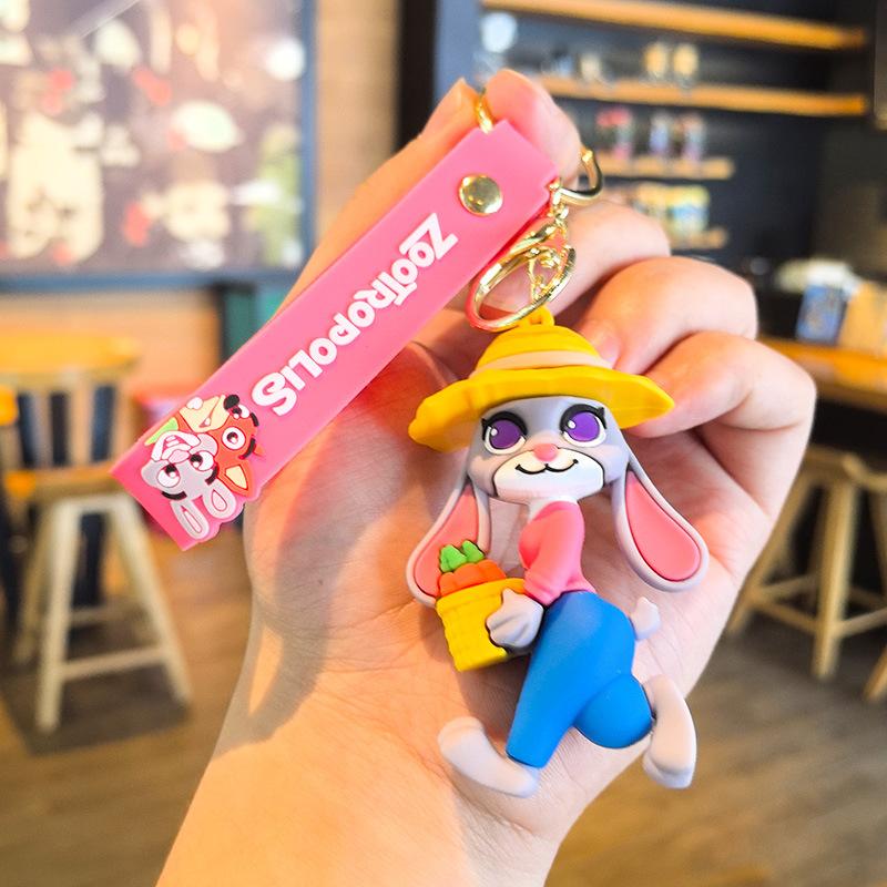 Cute  Zootopia Keychain Pvc Cartoon Character Judy Nick Chief Bogo Keyring Hanging Couples Bag Decoration Festival Gift