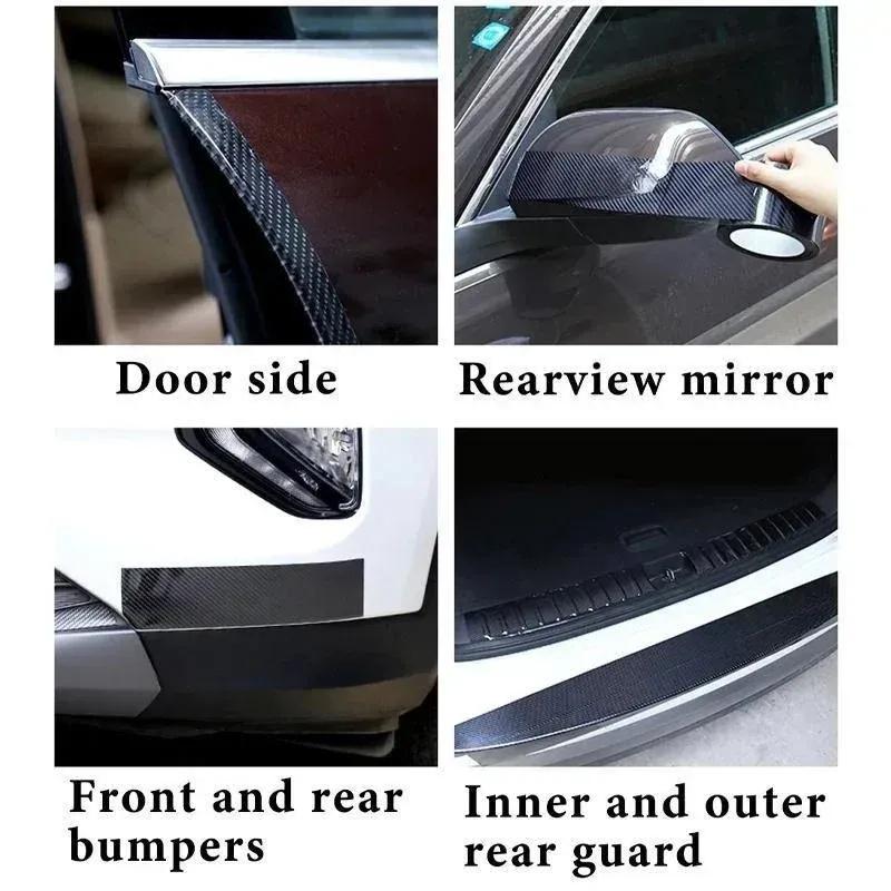 3D Carbon Fiber Car Sticker DIY Paste Protector Strip Car Door Sill Side Mirror Anti Scratch Tape Waterproof Protect Film