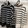 High Neck Damen Pullover für Frauen Gestreifter lockerer Rollkragenpullover Pullover Damenpullover Damen Top