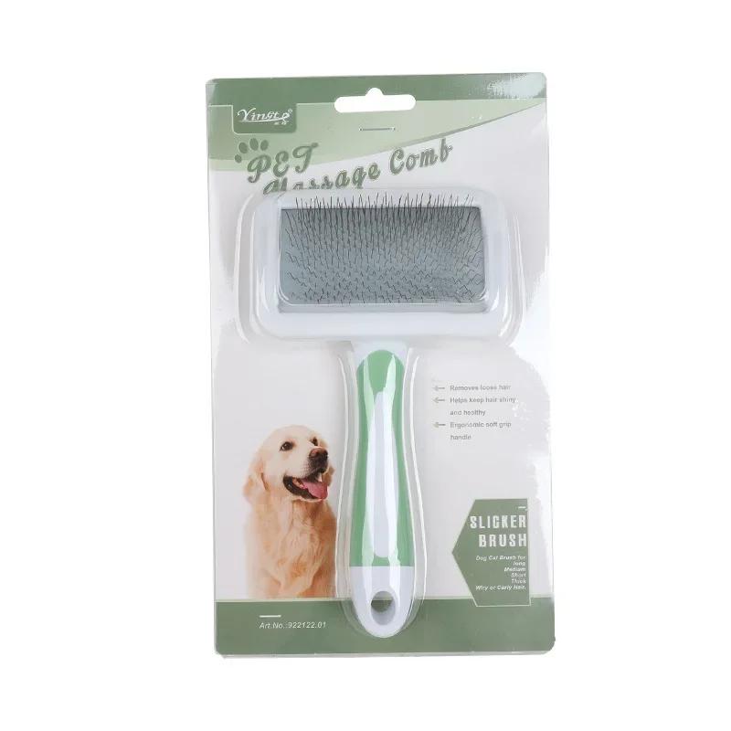 Dog Brush Stainless Steel Dogs Combs Massage Dog Grooming Brush Pet Hair Remover Cleaning Tools Soft Handle Cat Comb Brush Cat