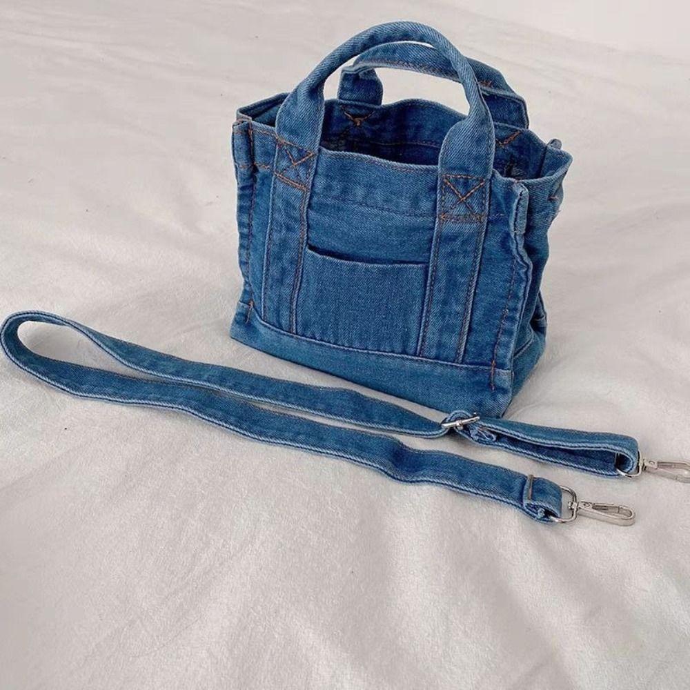 Simple Single Shoulder Denim Crossbody Bag Casual Handbag Summer Canvas Bag Korean Style Messenger Bag for Girls Ladies