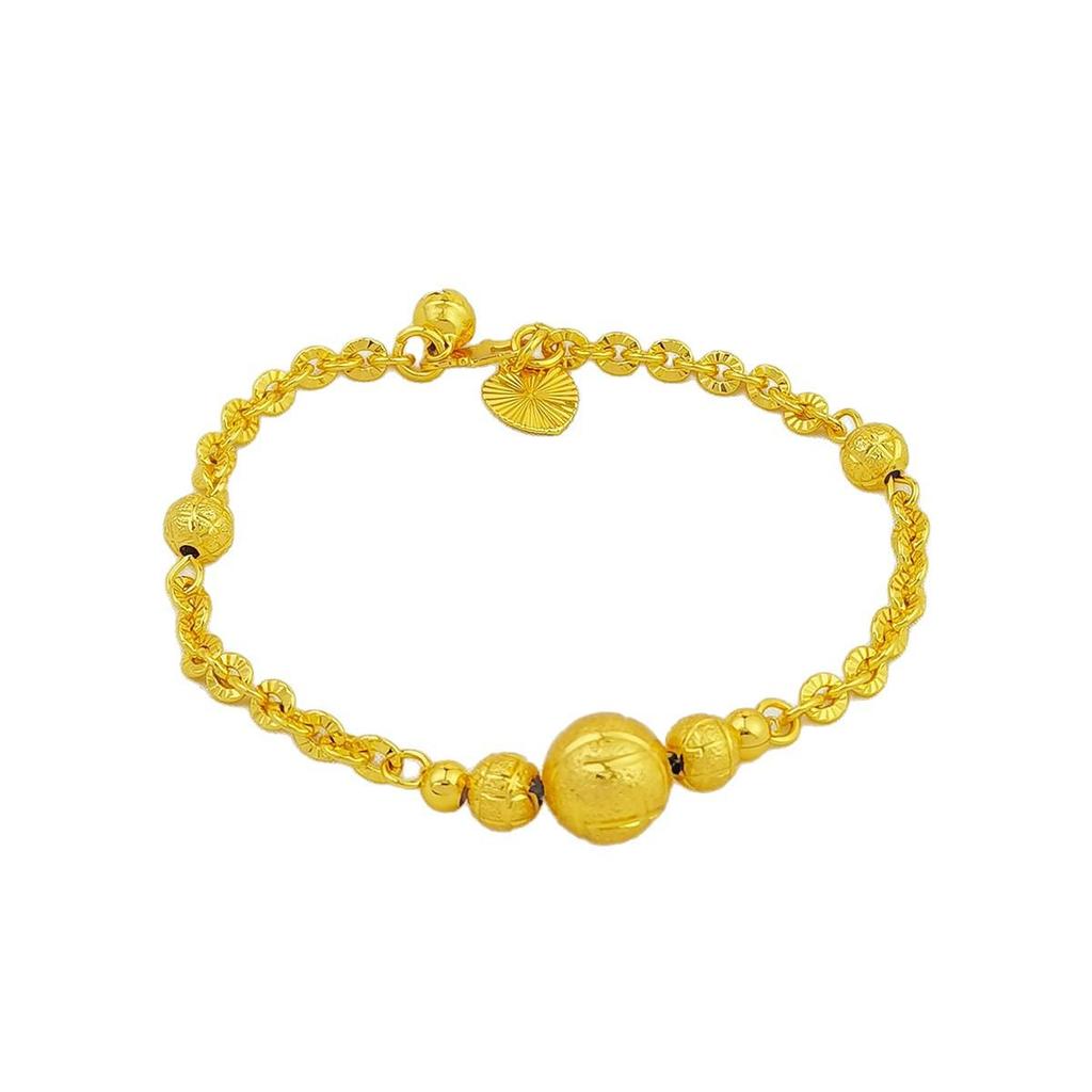 Elegant 24K Gold-Plated Copper Bead Bracelet for Women 