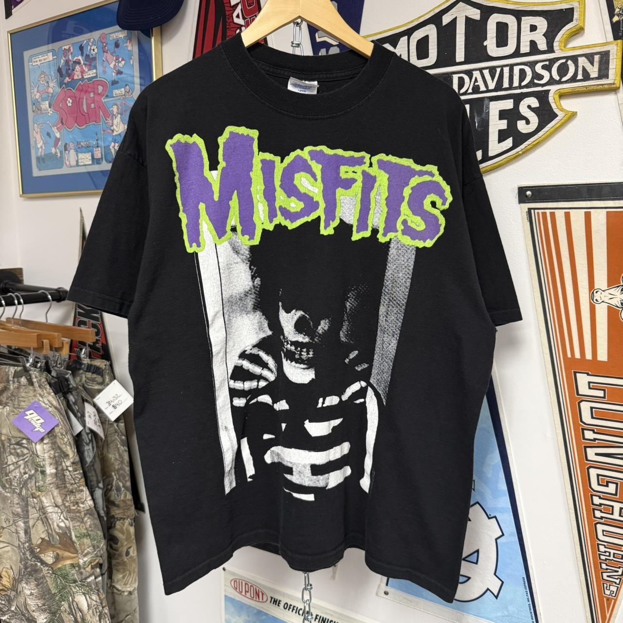 Винтажная Мужская Футболка Черная Редкая Винтаж 2000 Misfits Выцветшая Черная Рубашка Унисекс Футболка M