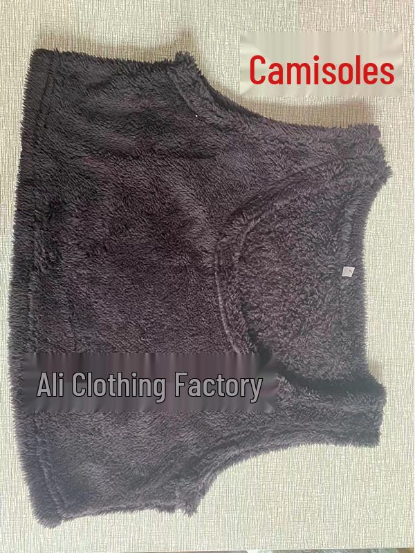 Chic V-neck Plush Three-piece Set: Vest, Long Pants & Suit for Women