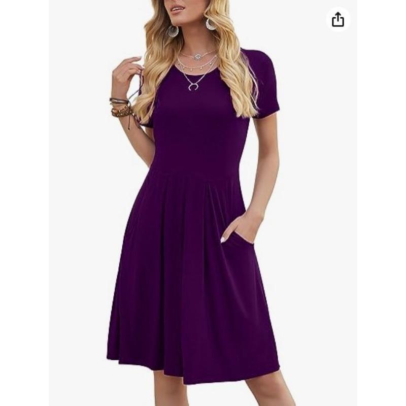 Fashionable New Women's Dress, V-neck Short-sleeved Printed Pockets, Elegant and Versatile