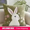 2D Printing Effect Beige Flower Rabbit Cushion Cover Made Of Polyester Fiber Material Suitable For Sofa Bedroom Spring Decoratio
