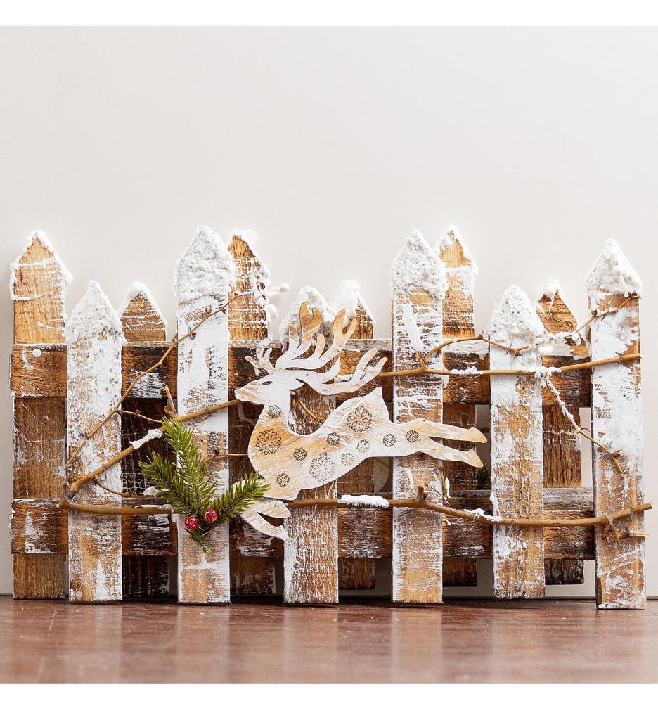 Popular Christmas Tree Skirt: Distressed White Wood Fence for Mall Window or Tabletop Decoration
