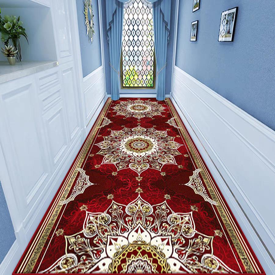 European Style Luxury Corridor Carpet Home Decoration Living Room Non-slip Runner Long Rug Hotel Stair Entryway Customizable Mat