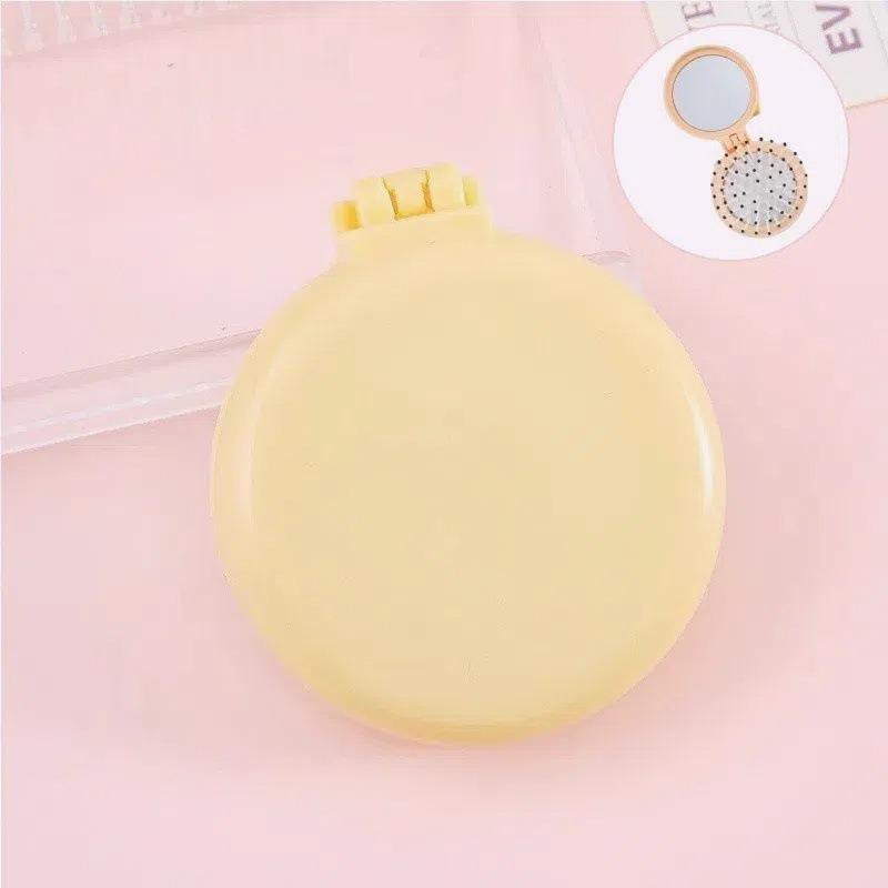 Portable Folding Air Cushion Comb and Mirror - Stylish Student Massage Brush for Girls