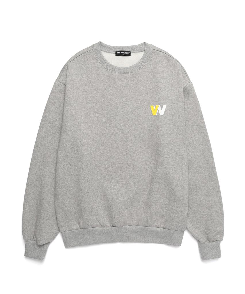 VANNWORKS New Logo Oversized Fully Fleece-Lined Sweatshirt (Vnbts405) Melange Grey