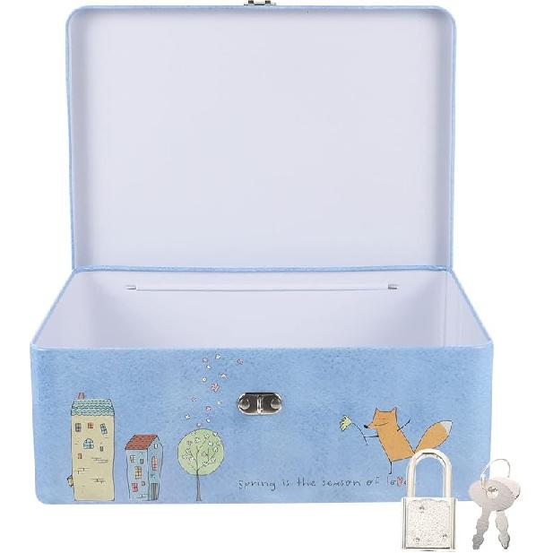 

Zerodeko Decorative Tinplate Storage Box, with Lock and Key, Retro Style Rectangle Tinplate Storage Tin, Small Metal Keepsake Container for Kids, As Shown 1