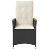 Garden Armchair with Cushions 2 pcs Adjustable Black Poly Rattan