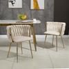 (Old SKU:W1880109477)Modern Luxurious Velvet Dining Chair Set with Golden Metal Legs, Elegant Hand-Woven Design and Soft Cushions