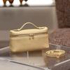 19cm Top Grain Leather Crossbody Bag Small Box Cosmetic Gold Clasp
