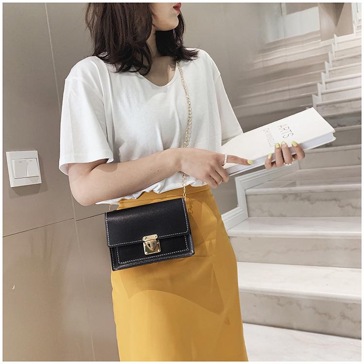 

Summer lock small square bag trendy bag women s summer small bag shoulder messenger bag ins super fire chain чорний